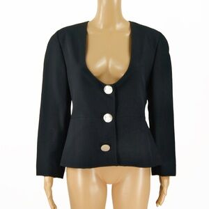 Vintage Genny Italy Dark Blue Black Pearl Button Blazer Jacket